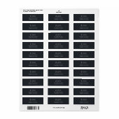 Minimale elegant stijlvol zwart retouradres etiket (Full Sheet)