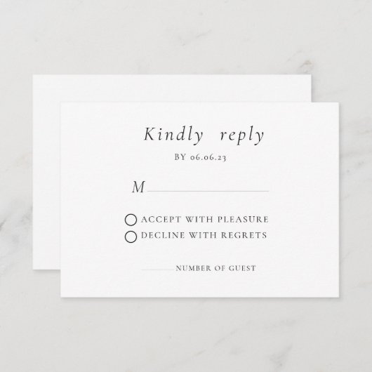 Minimale Elegant Wedding RSVP-kaart RSVP Kaartje (Voorkant / Achterkant)