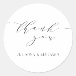 Minimale Elegant White Art Deco Wedding Hartelijk  Ronde Sticker