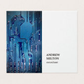 Minimale Elegant White Blue CircuitBoard Consultan Visitekaartje (Buitenkant ongevouwen)