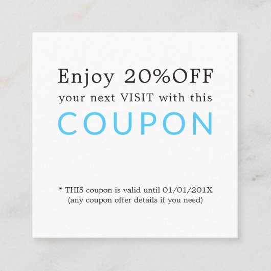 Minimale Elegant White Blue Salon Coupon (Voorkant)