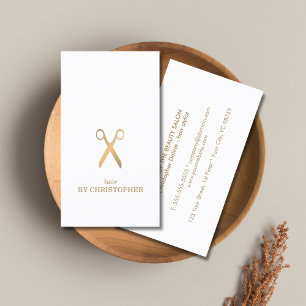 Minimale Elegant White Faux Gold Hair Stylist Visitekaartje