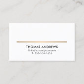 Minimale Elegant White Faux Gold Line Consultant Visitekaartje (Voorkant)