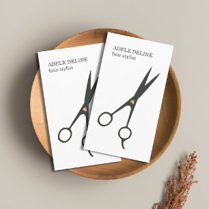 Minimale Elegant White Grey Scissor Hair Stylist Visitekaartje