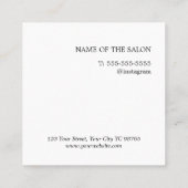 Minimale Elegant White Rose Scissors Haarstylist Vierkante Visitekaartje (Achterkant)
