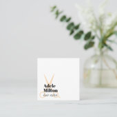 Minimale Elegant White Rose Scissors Haarstylist Vierkante Visitekaartje (Staand voorkant)