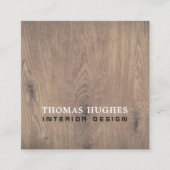 Minimale Elegant Wooden Interior Designer Vierkante Visitekaartje (Voorkant)