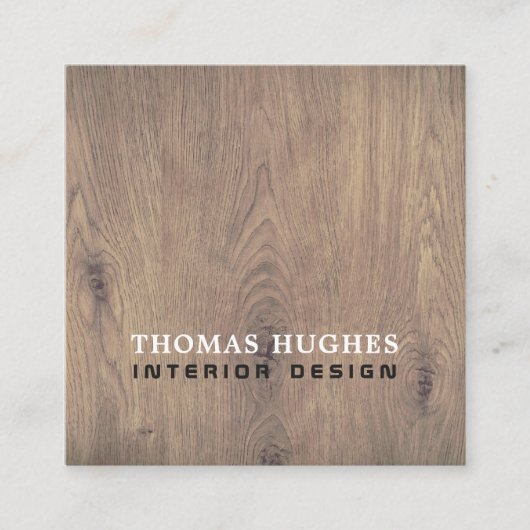 Minimale Elegant Wooden Interior Designer Vierkante Visitekaartje (Voorkant)