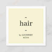 Minimale Elegant Yellow White Haarstylist Vierkante Visitekaartje (Voorkant)