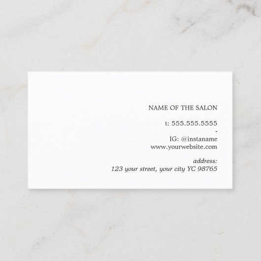 Minimale Elegant Yellow White Haarstylist Visitekaartje (Achterkant)