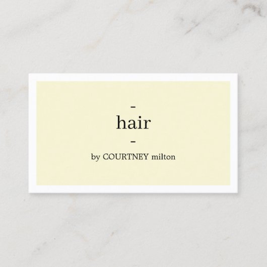 Minimale Elegant Yellow White Haarstylist Visitekaartje (Voorkant)