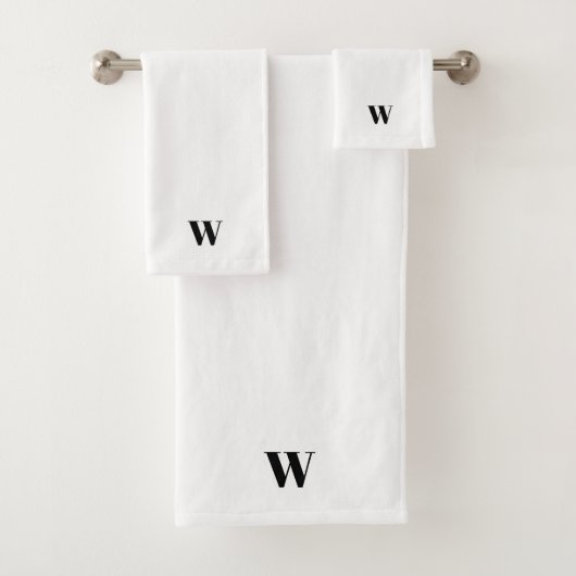 Minimale elegant zwart-wit aangepast monogram bad handdoek (Insitu)