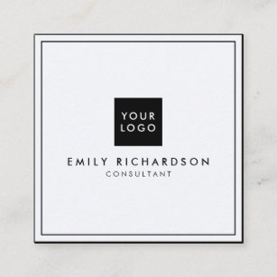 Minimale elegant zwart-wit voegt uw logo toe vierkante visitekaartje
