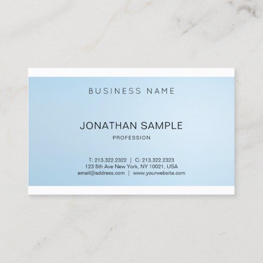 Minimale elegante blauw design met professioneel d visitekaartje (Achterkant)