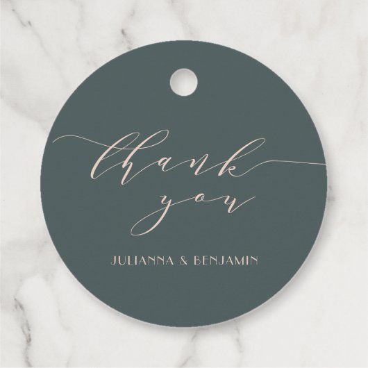 Minimale elegante Blauwgroen dubbelzinnige kunstde Bedankjes Labels (Achterkant)