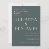 Minimale elegante Blauwgroen en Blush Engagement P Kaart (Voorkant)