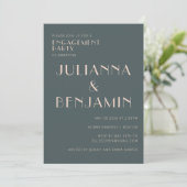 Minimale elegante Blauwgroen en Blush Engagement P Kaart (Staand voorkant)