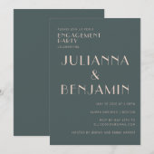 Minimale elegante Blauwgroen en Blush Engagement P Kaart (Voorkant / Achterkant)