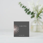 Minimale elegante bleke roze dandelion vierkante visitekaartje (Staand voorkant)