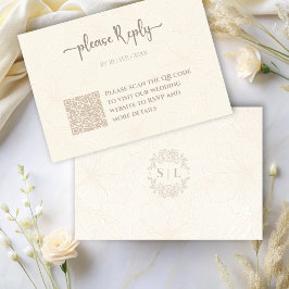 Minimale Elegante Bloemen RSVP | QR-code bruiloft Informatiekaartje