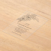 Minimale Elegante Bloemen Schets Bruiloft Acryl Uitnodigingen (Laagn)