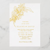 Minimale Elegante Bloemen Schets Bruiloft Folie Uitnodiging (Voorkant)