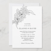 Minimale Elegante Bloemen Schets Bruiloft Kaart (Voorkant)