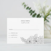 Minimale Elegante Bloemen Schets Bruiloft RSVP Kaartje (Staand voorkant)