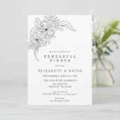 Minimale Elegante Bloemenschets repetitie diner Kaart (Staand voorkant)