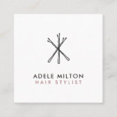 Minimale Elegante Blush Roze Wit Bobby Pins Haar Vierkante Visitekaartje (Voorkant)