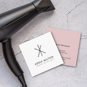 Minimale Elegante Blush Roze Wit Bobby Pins Haar Vierkante Visitekaartje