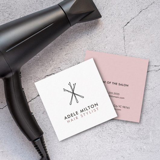 Minimale Elegante Blush Roze Wit Bobby Pins Haar Vierkante Visitekaartje
