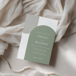 Minimale Elegante Boheemse Boog Sage Groene Trouwd Kaart