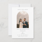 Minimale Elegante Boog Foto bruiloft Save The Date (Voorkant)