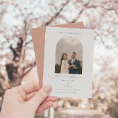 Minimale Elegante Boog Foto bruiloft Save The Date