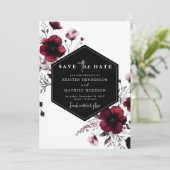 Minimale elegante Bourgondische bruiloft Save The Date (Staand voorkant)