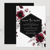 Minimale elegante Bourgondische bruiloft Save The Date (Voorkant / Achterkant)
