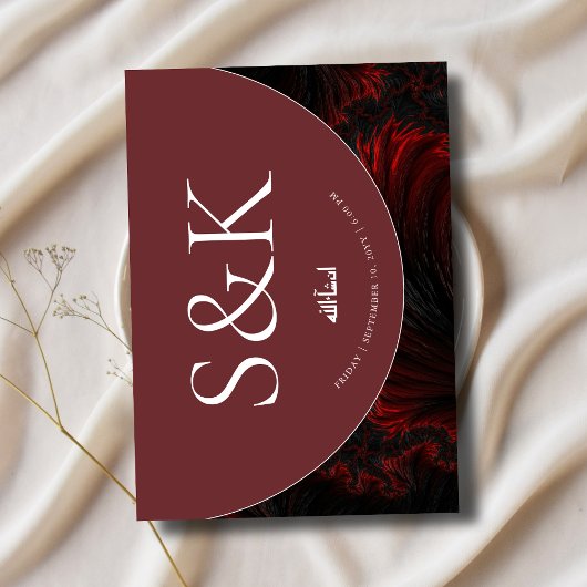 Minimale & Elegante Bourgondische Islamitische Mos Kaart