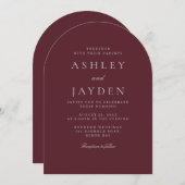 Minimale elegante Bourgondische rode wijn bruiloft Kaart (Voorkant / Achterkant)