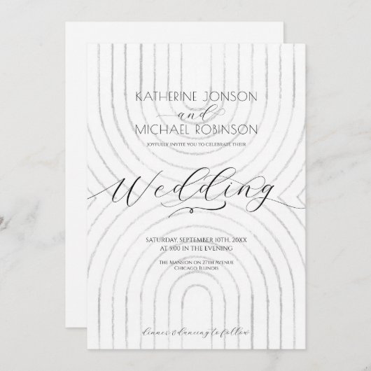 Minimale elegante bruiloft kaart (Voorkant / Achterkant)