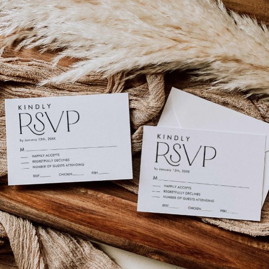 Minimale Elegante Bruiloft RSVP-kaart RSVP Kaartje