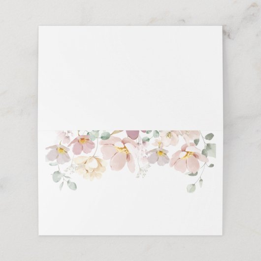 Minimale elegante bruiloft voor wilde bloemen plaatskaartje (Buitenkant ongevouwen)