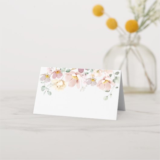 Minimale elegante bruiloft voor wilde bloemen plaatskaartje (Voorkant)