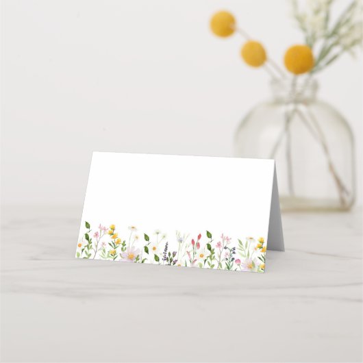 Minimale elegante bruiloft voor wilde bloemen plaatskaartje (Voorkant)