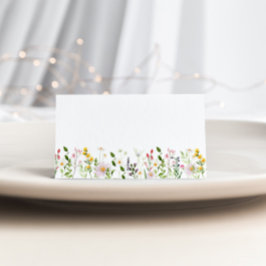 Minimale elegante bruiloft voor wilde bloemen plaatskaartje