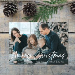 Minimale Elegante Custom Family Photo Christmas Feestdagenkaart