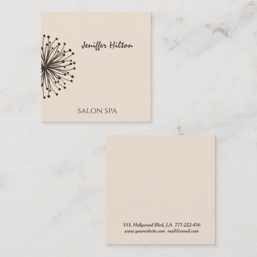 Minimale elegante dandelion vierkante visitekaartje (Voorkant / Achterkant)