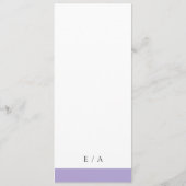 Minimale Elegante Digitale Lavendel Paarse Bruilof Programmakaart (Achterkant)