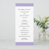 Minimale Elegante Digitale Lavendel Paarse Bruilof Programmakaart (Staand voorkant)