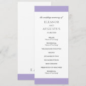 Minimale Elegante Digitale Lavendel Paarse Bruilof Programmakaart (Voorkant / Achterkant)